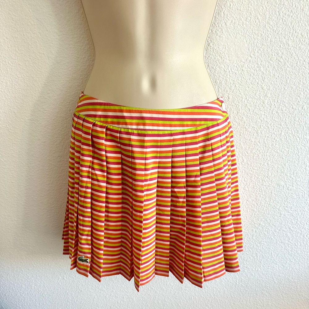 Lacoste Pleated Mini Skirt Striped Sz 34 XS Preppy‎ Coquette Tennis School Girl